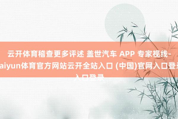 云开体育稽查更多评述 盖世汽车 APP 专家视线-kaiyun体育官方网站云开全站入口 (中国)官网入口登录